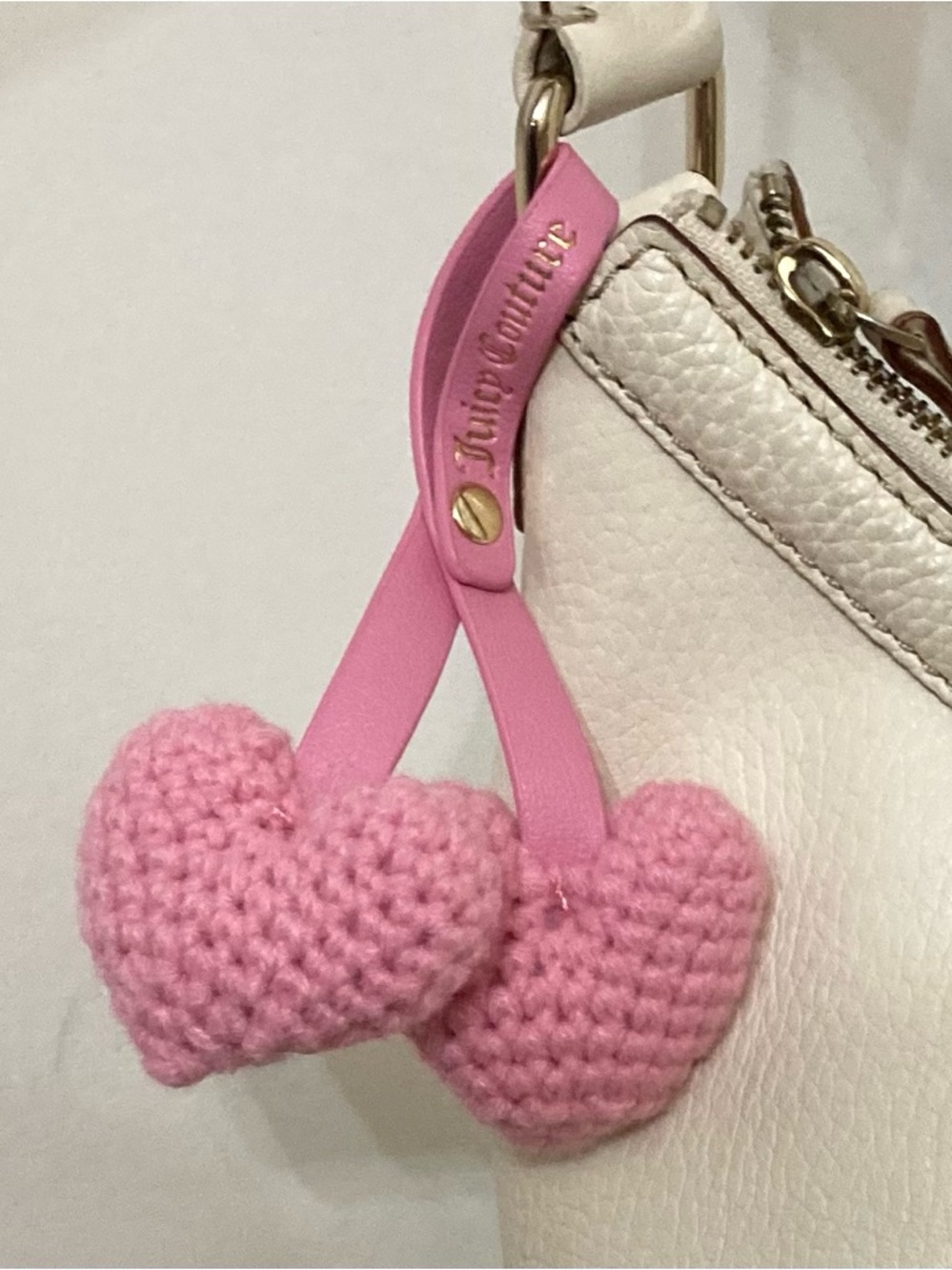 Juicy Couture Pink Knit Cherries Heart Charm